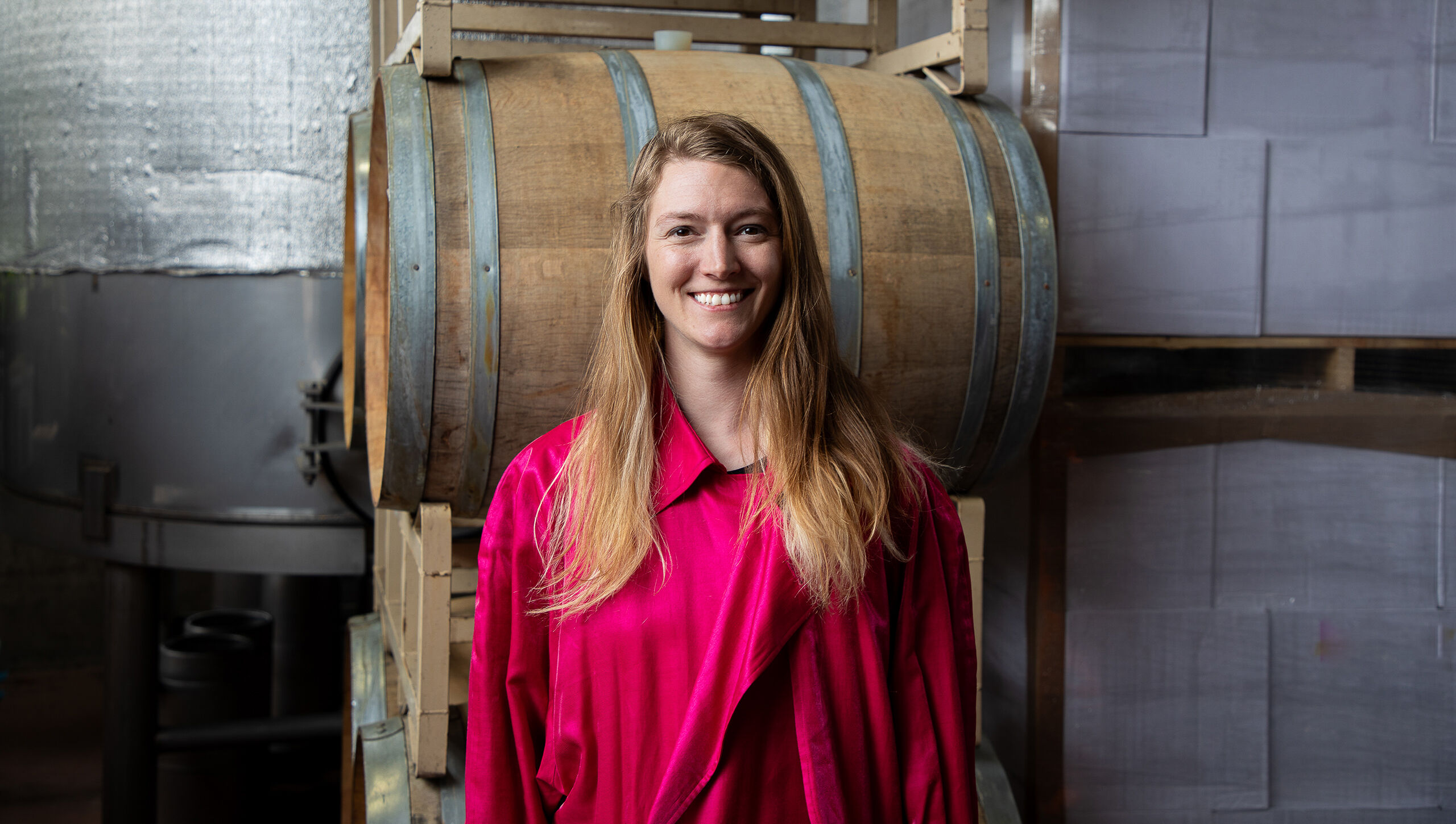 Headshot of Erica Snyder in Gran Moraine's open air winery.